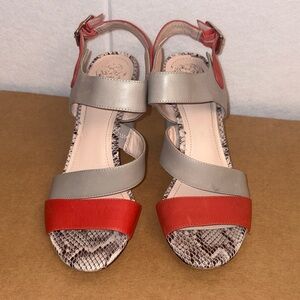 Vince Camuto Red and Gray Heeled Sandals